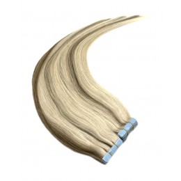 Invisible Tape in – Pravé lidské vlasy 50 cm - platina/světle hnědá