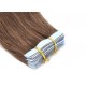 60cm Tape hair / pu extension / Tape IN lidské vlasy remy – středně hnědá
