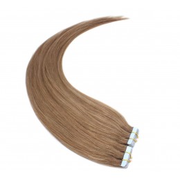 60cm Tape hair / pu extension / Tape IN lidské vlasy remy – světle hnědá