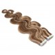 50cm Tape hair / pu extension / Tape IN lidské vlasy remy vlnité – tmavý melír