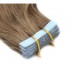 60cm Tape hair / pu extension / Tape IN lidské vlasy remy vlnité – světle hnědá