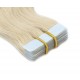60cm Tape hair / pu extension / Tape IN lidské vlasy remy vlnité – platina