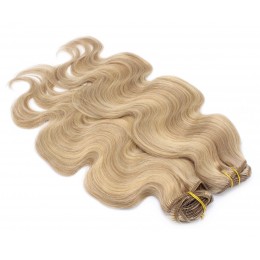 Deluxe clip in vlasy vlnité 100% lidské REMY 50cm - přírodní/světlejší blond