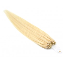 50cm lidské vlasy na Micro Ring 2. jakost, 0,7g/pr. – světlá blond
