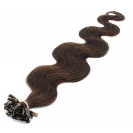 Lidské vlasy na keratin 50cm 0,5g/pr. vlnité 2. jakost – černá