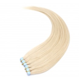 Tape in vlasové pásky 12ks 100% lidské vlasy 63cm - platina