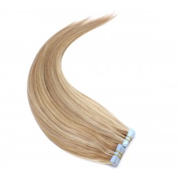40cm Tape hair / pu extension / Tape IN lidské vlasy remy – světlý melír