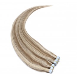 40cm Tape hair / pu extension / Tape IN lidské vlasy remy – platina/světle hnědá