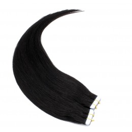 50cm Tape hair / pu extension / Tape IN lidské vlasy remy – černá