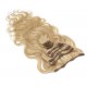 Clip in vlasy vlnité 100% lidské REMY 50cm - přírodní blond