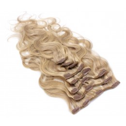 Clip in vlasy vlnité 100% lidské REMY 50cm - přírodní/světlejší blond