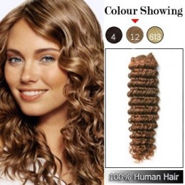 Clip in kudrnaté vlasy 100% lidské REMY 50cm - světle hnědá