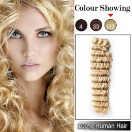 Clip in kudrnaté vlasy 100% lidské REMY 50cm - nejsvětlejší blond
