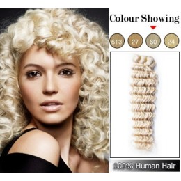 Clip in kudrnaté vlasy 100% lidské REMY 50cm - platina