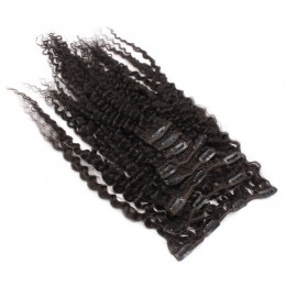 Clip in kudrnaté vlasy 100% lidské REMY 50cm - přírodní černá