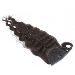 Clip in culík z pravých lidských vlasů vlnitý 60cm - přírodní černá