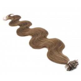 50cm vlasy pro metodu keratin 0,7g/pr. vlnité – světlejší hnědá