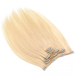 Clip in vlasy k prodloužení 50cm 100% lidské - REMY - nejsvětlejší blond