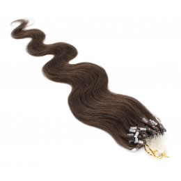 50cm vlasy pro metodu Micro Ring / Easy Loop 0,5g/pr. vlnité – tmavě hnědá