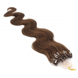 50cm vlasy pro metodu Micro Ring / Easy Loop 0,5g/pr. vlnité – středně hnědá