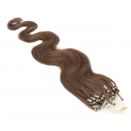50cm vlasy pro metodu Micro Ring / Easy Loop 0,5g/pr. vlnité – světlejší hnědá