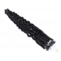 60cm vlasy pro metodu Micro Ring / Easy Loop 0,5g/pr. kudrnaté – černá