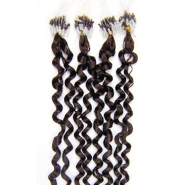 60cm vlasy pro metodu Micro Ring / Easy Loop 0,7g/pr. kudrnaté – tmavě hnědá