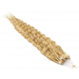 60cm vlasy pro metodu Micro Ring / Easy Loop 0,7g/pr. kudrnaté – přírodní blond