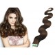 50cm Tape hair / pu extension / Tape IN lidské vlasy remy vlnité – středně hnědá