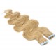 50cm Tape hair / pu extension / Tape IN lidské vlasy remy vlnité – přírodní blond