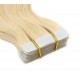 50cm Tape hair / pu extension / Tape IN lidské vlasy remy vlnité – nejsvětlejší blond