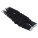50cm Tape hair / pu extension / Tape IN lidské vlasy remy kudrnaté – černá