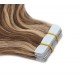 50cm Tape hair / pu extension / Tape IN lidské vlasy remy kudrnaté – tmavý melír