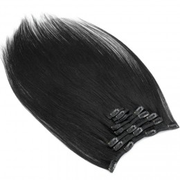 Clip in vlasy k prodlužování 60cm, 120g, 100% lidské, REMY - černá